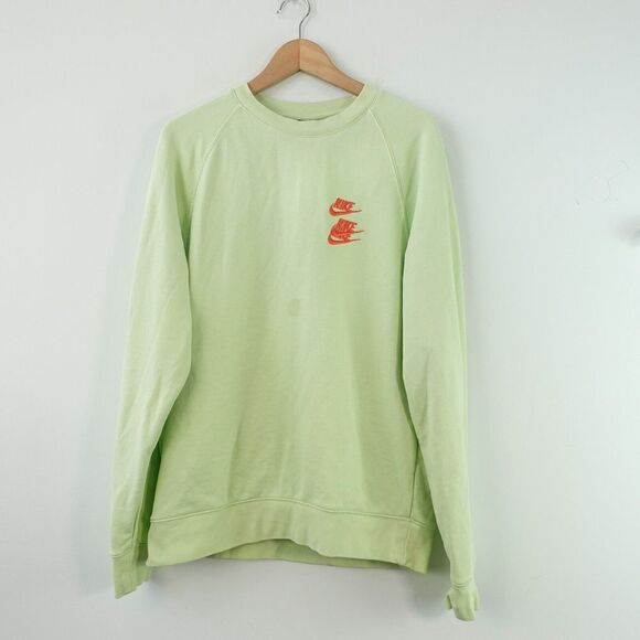 Nike World Tour Sweatshirt Large Triple Swoosh Green Logo French Streetwear Lime